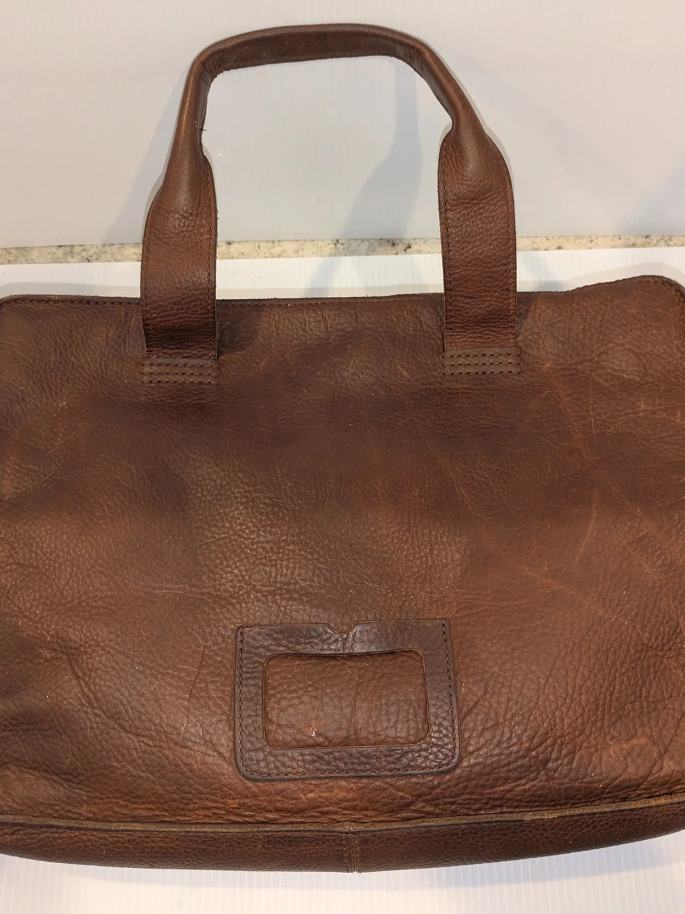 Dr. Martens Brown Pebbled Leather Messenger Laptop Briefcase Crossbody Bag